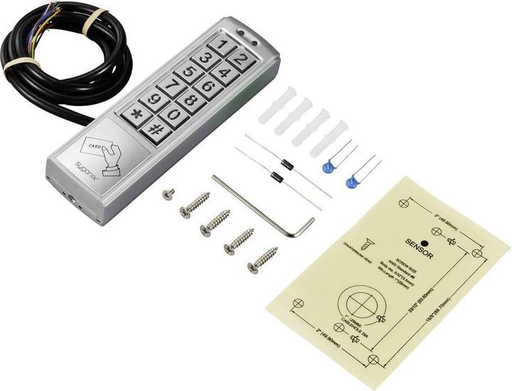 Actual product image Sygonix SY-6421352 Code-Tastatur mit RFID Oberflächenmontage 12 V DC/AC, 24 V D (Key card, Electronic numerical code)