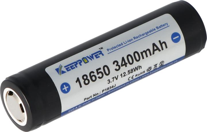 Immagine prodotto Keeppower Batteria 18650 protetta (Flat Top) (1 pz., 18650, 3400 mAh)