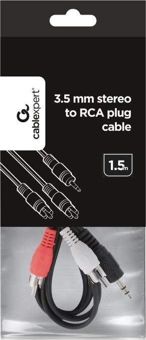 Produktbild Gembird 2xRCA, M/M Audio-Kabel (1.50 m, 3.5mm Klinke (AUX), Cinch)