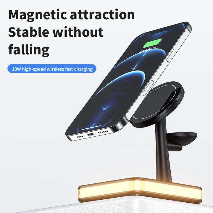 Actual product image PhoneLook Fast Charge 4 in 1 Wireless Charging Station incl. MagSafe + LED Light (25 W)