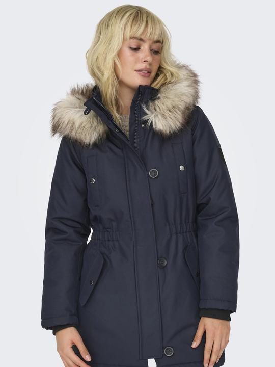 Produktbild Only Kapuze mit abnehmbarem Kunstfell-Rand Gerippte Ärmelbündchen Parka Langer Parka (S)