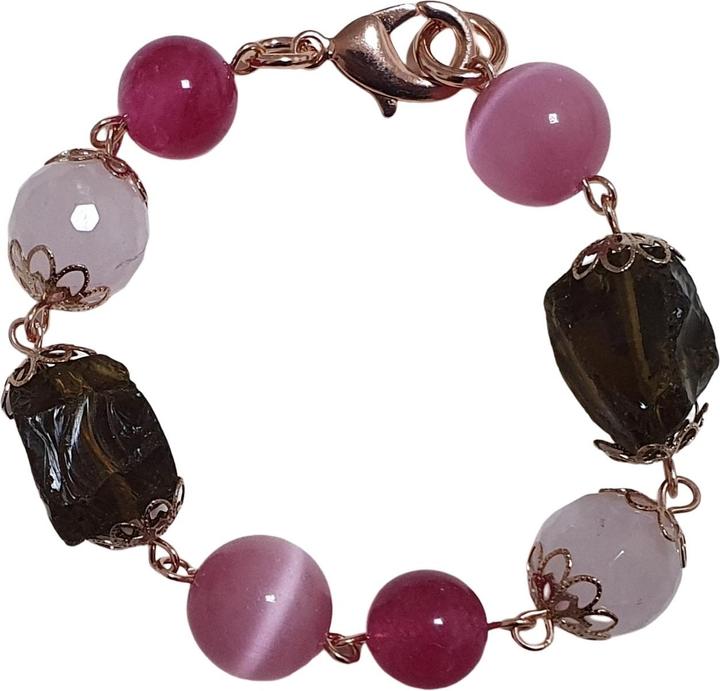 L'Officiel Bracciale elastico con onice e agate multicolore