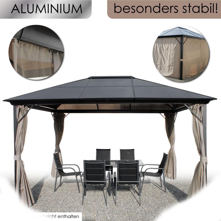 Produktbild Mojawo XXL Metall Garten Pavillon Alu Doppeldach 3x4m Gartenpavillon inkl. Seitenteile (400 cm, 300 cm)