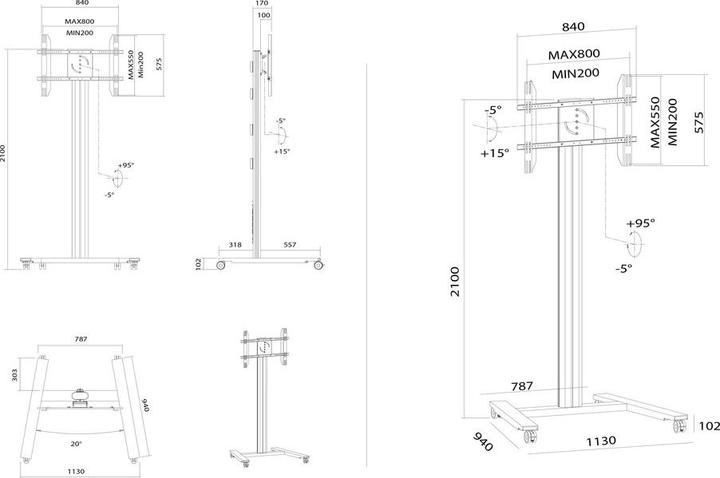 Image du produit Multibrackets 210 HD Simple (80", 60 kg)