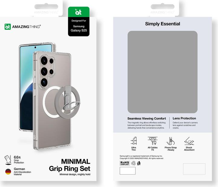 Produktbild Amazingthing Minimal Mag Case mit Magnetring und Magnetring für Samsung Galaxy S25 - Transparent (Samsung Galaxy S25)