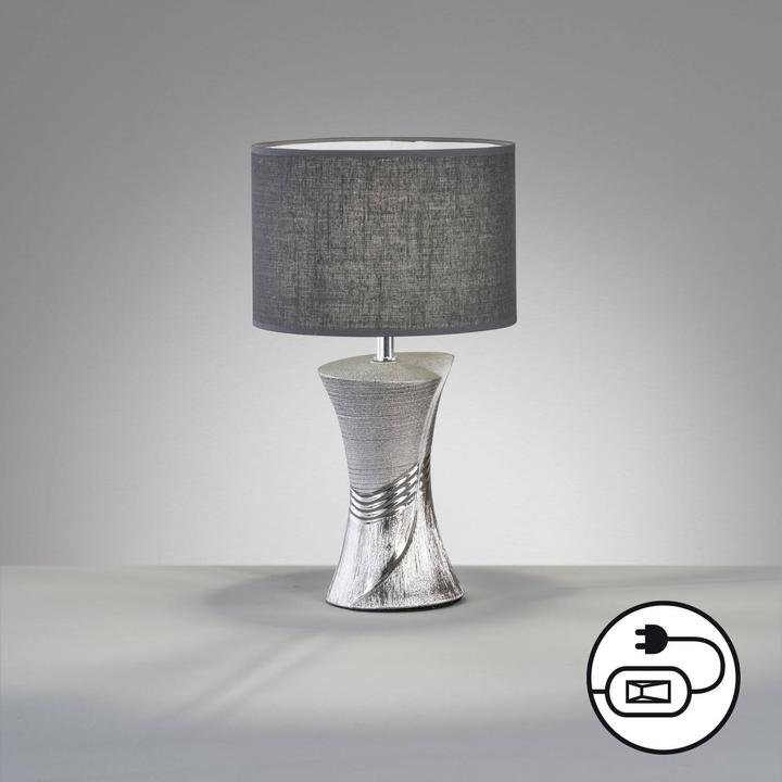 Fischer & Honsel Honsel Louis table lamp E14 fabric shade Linen grey silver 50724 (E14)