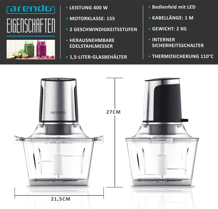 Produktbild Arendo Zerkleinerer (1500 ml, 400 W)