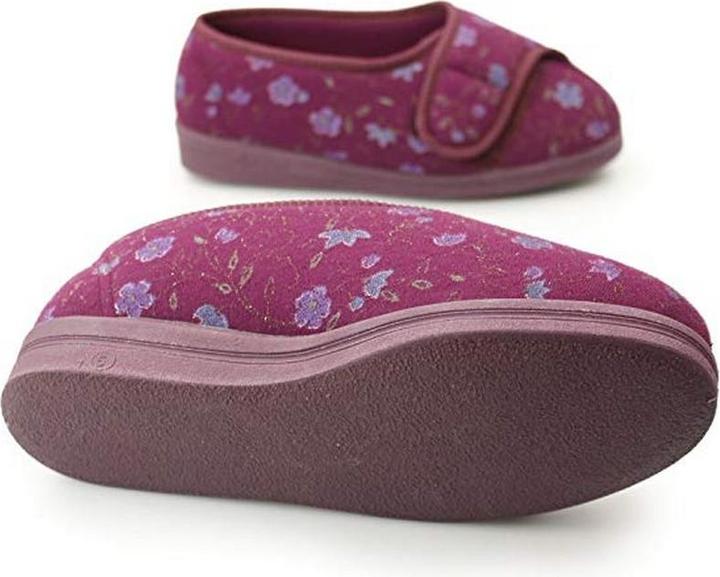 Produktbild Comfylux Davina Hausschuhe Mit Klettverschluss Und Blumenmuster Extra Weite Passform (39)