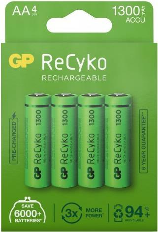 Immagine prodotto GP Batteries GP - Batterie ricaricabili ReCyko NiMH 130AAHCE, confezione da 4 pezzi (4 pz., AA, 1300 mAh)