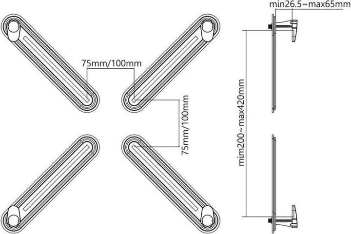 Produktbild Maclean MC-899 Nicht-VESA-Bildschirmadapter 13"-27" 75x75 100x100 max. 8 kg Adapter für Bildschirme ohne VES (Wand, 27")
