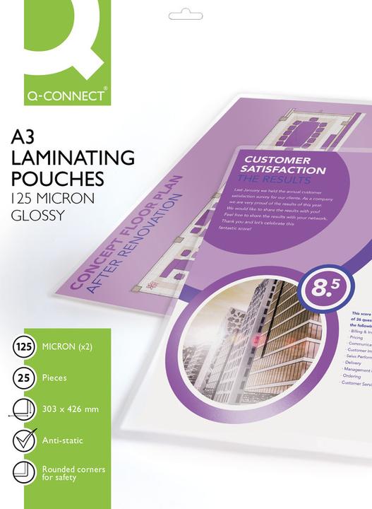 Actual product image Q-Connect Laminating films glossy (A3, 25 Piece, 125 µm)