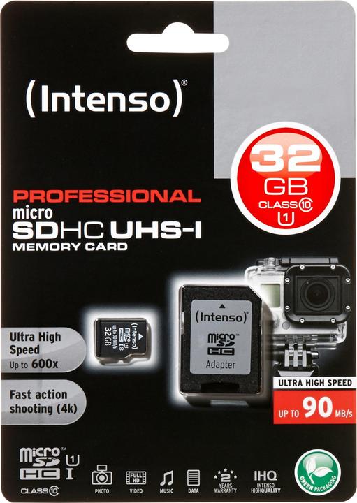Actual product image Intenso microSD professional (32 GB, microSDHC, U1, UHS-I)