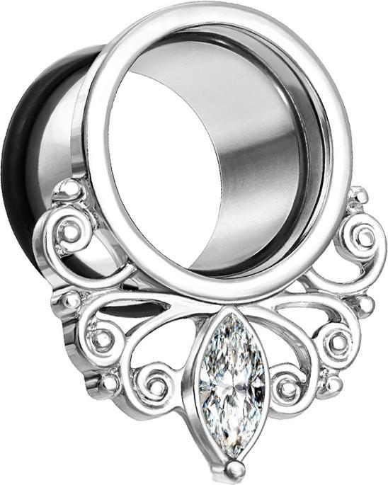 Image du produit Star Piercing Flared Tunnel argent Vintage Goutte avec O-ring (sans laiton, Acier chirurgical 316L)