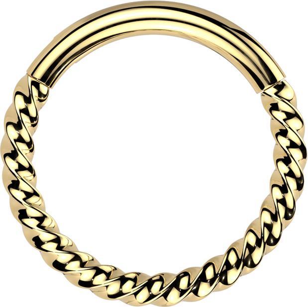 Produktbild Star Piercing Micro Segmentring klappbar geflochten vergoldet (Titan G23)