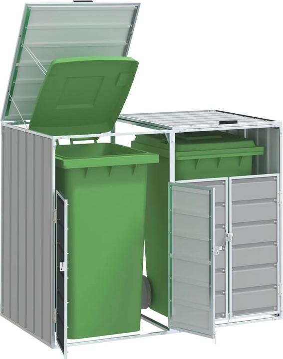 Actual product image VidaXL Waste bin box for 2 bins grey 144x81x113 cm steel