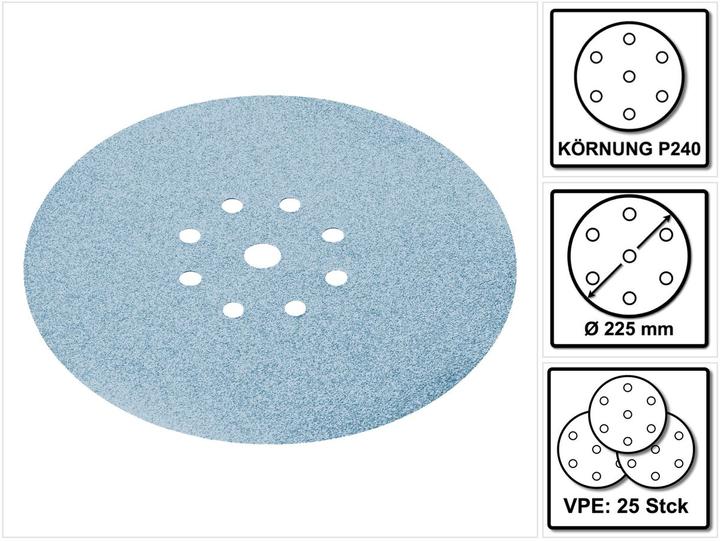 Produktbild Festool STF D225/8 Granat Schleifscheiben 225 mm PLANEX P240 GR / 25 Stück ( 499642 ) (240)