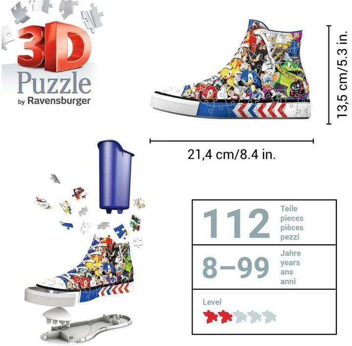 Produktbild Ravensburger 3D Puzzle 11593 - Sneaker Sonic - Praktischer Stiftehalter - Schreibtisch-Organizer (108 Teile)