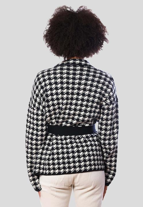 Actual product image Bellemere Cardigan Two-Tone Cashmere-Merino Houndstooth (L)