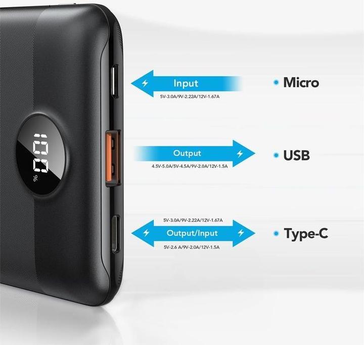 Actual product image Veger S11 Powerbank Digital - 10'000mAh (10000 mAh, 22.50 W, 22.50 Wh)