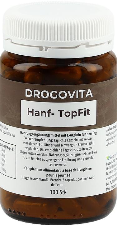Valeurs nutritives et ingrédients Drogovita chanvre topfit caps (100 pièce(s), Capsules, 147 g)