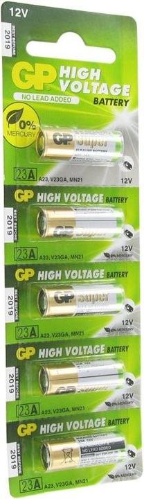 Actual product image GP Batteries 23A, 23Ae, A23, VA23GA, MS21, MN21, 8LR932 (5 pcs., LR9, 38 mAh)