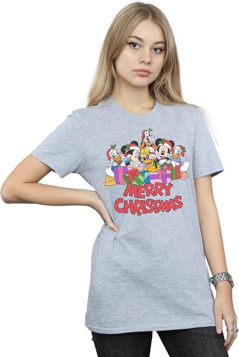 Actual product image Disney Womens/Ladies Mickey Mouse And Friends Christmas Cotton Boyfriend T-Shirt (S)