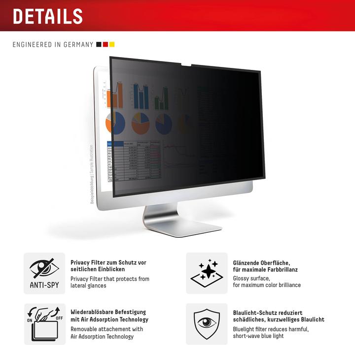 Produktbild Displex Privacy Safe, Desktop Monitor Blickschutzfilter (24")