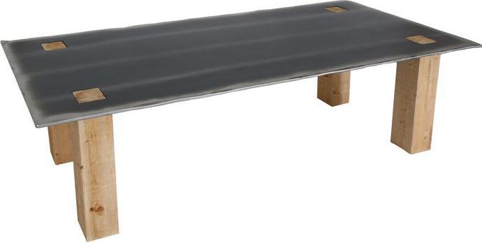 Produktbild Mendler Esstisch HWC-L76, Industrial Massiv-Holz 240x100cm, natur mit Metall-Optik (77 x 240 x 100 cm)