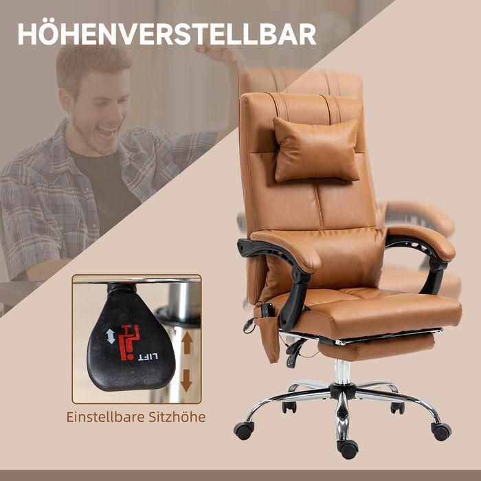 Produktbild Swisshandel24 Bürostuhl mit Massagefunktion, Lendenwirmerwärmung, 6 Massagepunkte, bis 120kg, Kunstleder, Hellbrau