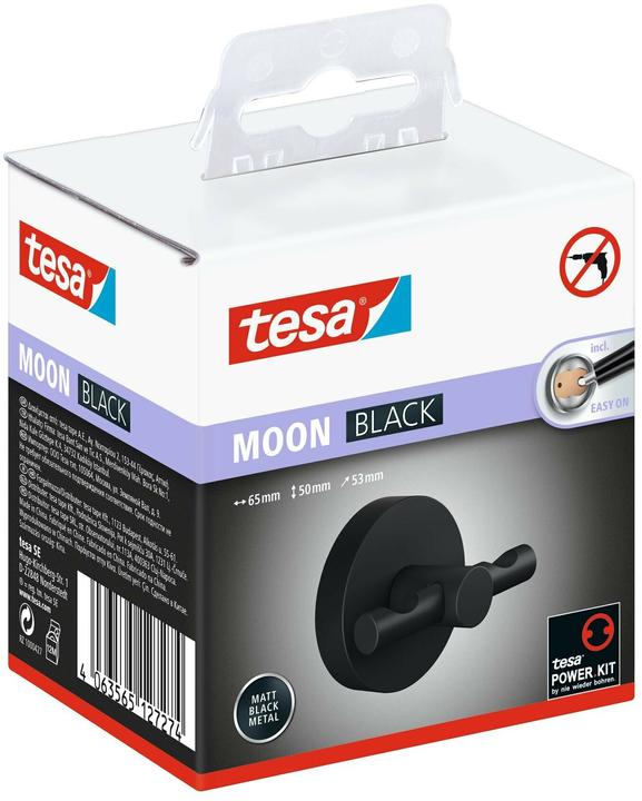 Image du produit tesa MOON BLACK Mantelhaken inkl. Klebelösung ohne Bohren