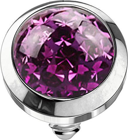 Actual product image Star Piercing Dermal Anchor crystal dome violet epoxy protective layer (without brass, Surgical steel 316L)