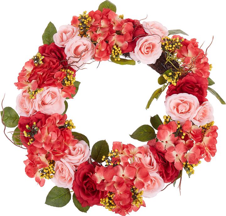 Immagine prodotto Beliani Ghirlanda per porta rossa/rosa con fiori artificiali ø 50 cm AGULO (10 cm)