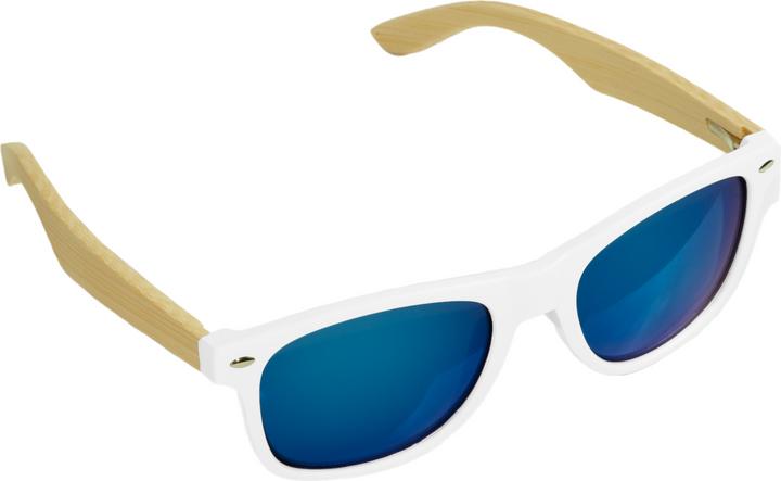 Image du produit Natura Punto Lunettes de soleil bambou, marron clair, monture blanche, verres miroir bleus
