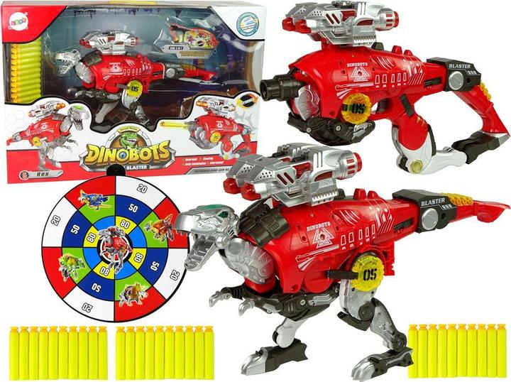 Produktbild Lean Toys Transformer Dinosaurier Dinobots 2in1 mit Schiessfunktion, rot