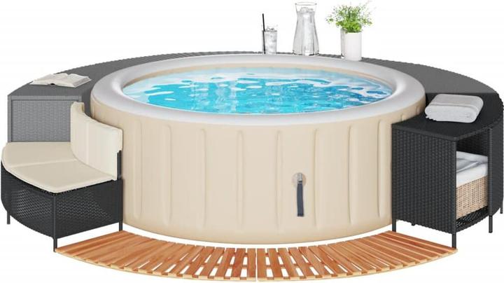 Produktbild VidaXL Whirlpool Umrandung Poolumrandung Poolverkleidung Schwarz Poly Rattan