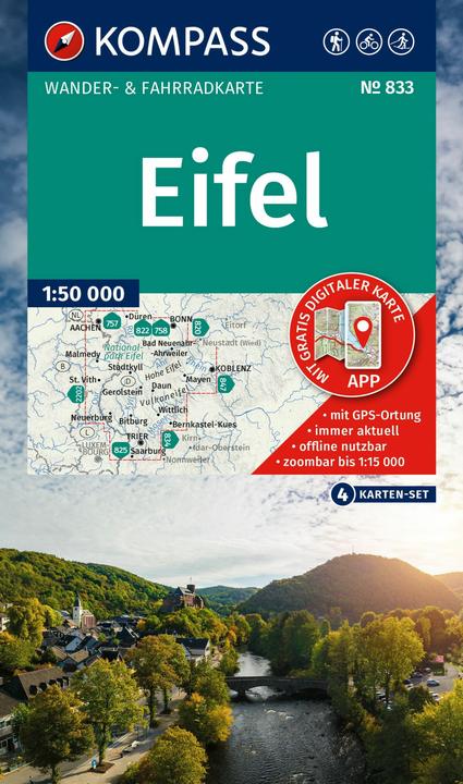Actual product image Wanderkarten-Set 833 Eifel (4 Karten) 1:50.000