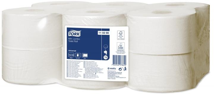Produktbild Essity Toiletpapir Neutral Advanced Jumbo Mini T2 2-lag Ø18.8 cm 170 m Hvid,12 rl/krt (12 x)