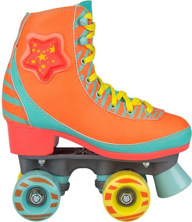 Produktbild Nijdam Rolschaatsen - LED Star Zebra - Fluororanje/Lichtblauw/Geel - 39/40 (39)