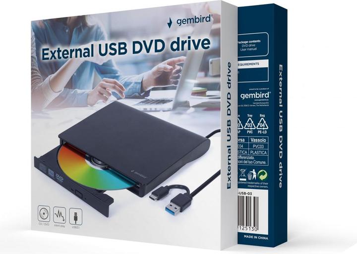 Produktbild Gembird External USB DVD drive (DVD Brenner, CD Brenner)