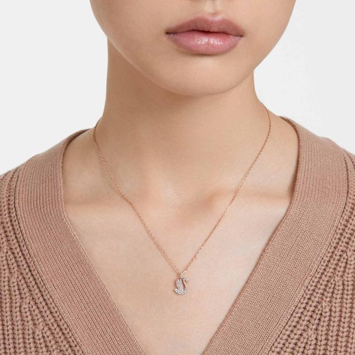 Actual product image Swarovski Iconic Swan Necklace Swan Small White Rose Gold (Swarovski Metal, 38 cm)