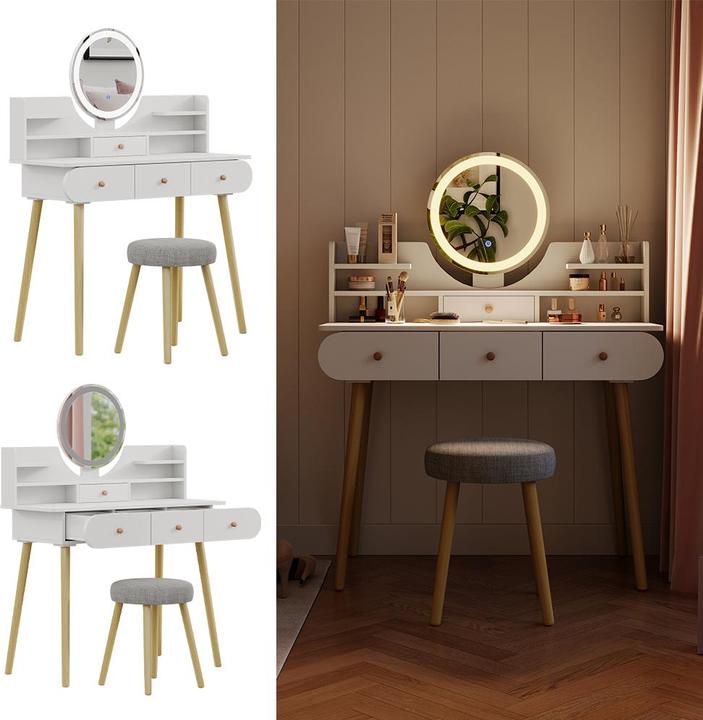 Actual product image Vicco Edda with stool and lighting (100 x 40 x 76 cm)