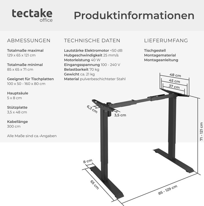 Image du produit tectake Bureau assis debout