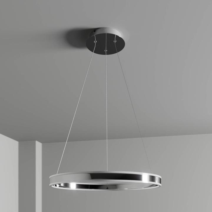 Image du produit Lucande Lyani Lampe à suspendre Ø60 Chrome/White (1800 lm)