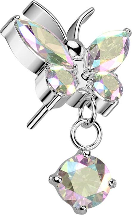 Produktbild Star Piercing Threadless Schmetterling silber Kristalle multicolor Anhänger Kristall multicolor (ohne Messing, Titan G23)