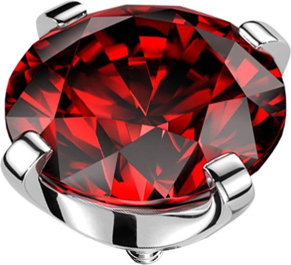Star Piercing Dermal Anchor silber Kristall rot gefasst (Titan G23, ohne Messing)