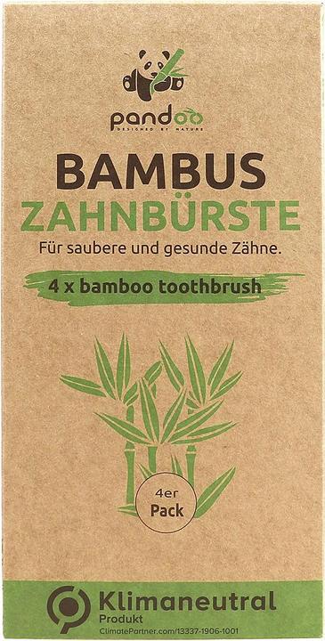Actual product image Pandoo Bamboo toothbrush 4pcs (Medium, 4 x)