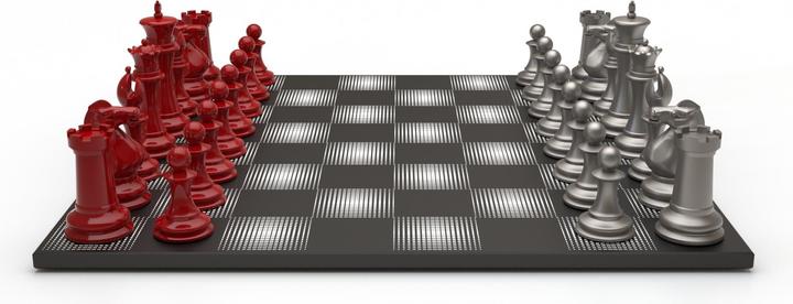 Immagine prodotto Skyline Chess Gioco degli scacchi - Serie Acciaio - Rosso vs Argento - Gloss finish (with Wooden Gradient Square B