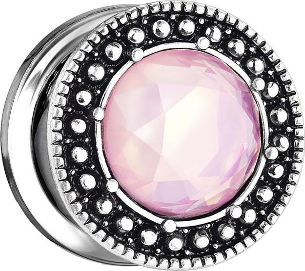 Produktbild Star Piercing Flesh Plug Steinkristall pink (Messing, Chirurgenstahl 316L)
