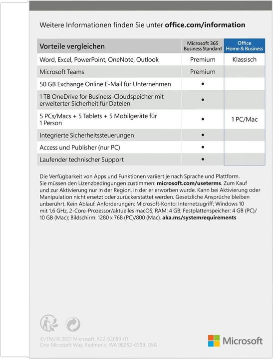 Image du produit Microsoft Office Home & Business 2021 (1 Utilisateur, Illimité)