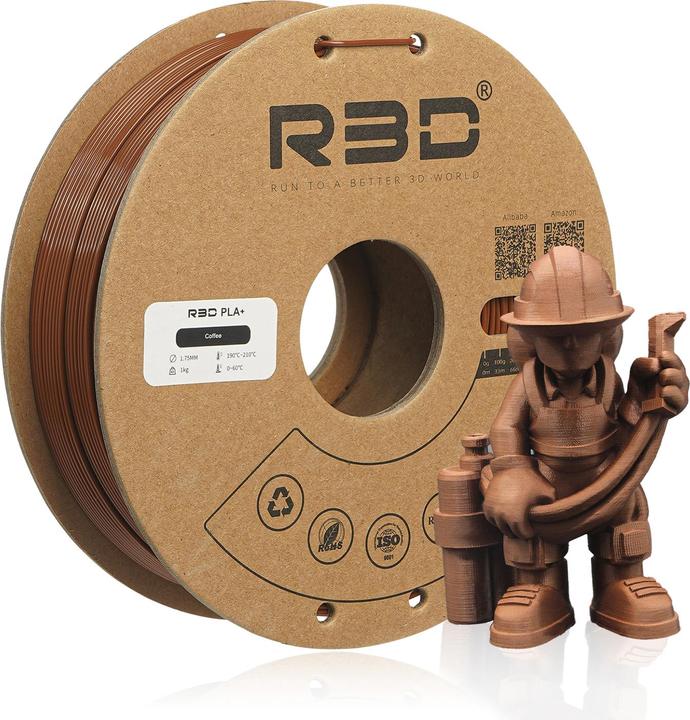 Produktbild R3D PLA+ Coffee Braun Filament 1.75mm 1Kg (PLA+, 1.75 mm, 1000 g, Braun)
